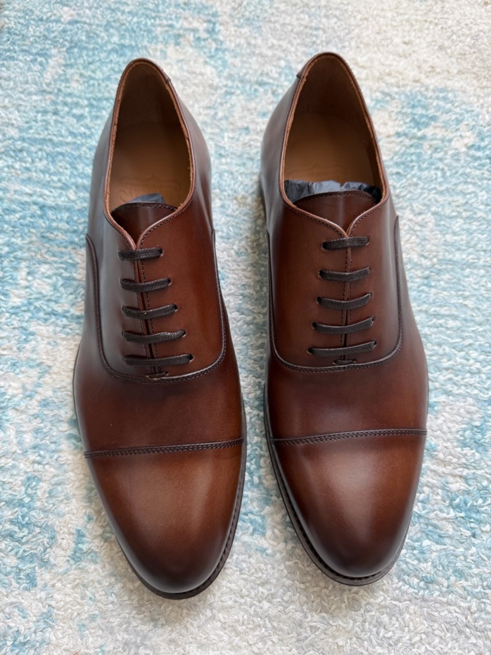 Thursday Men's Brown Leather Cap-Toe Oxford Dress Shoes